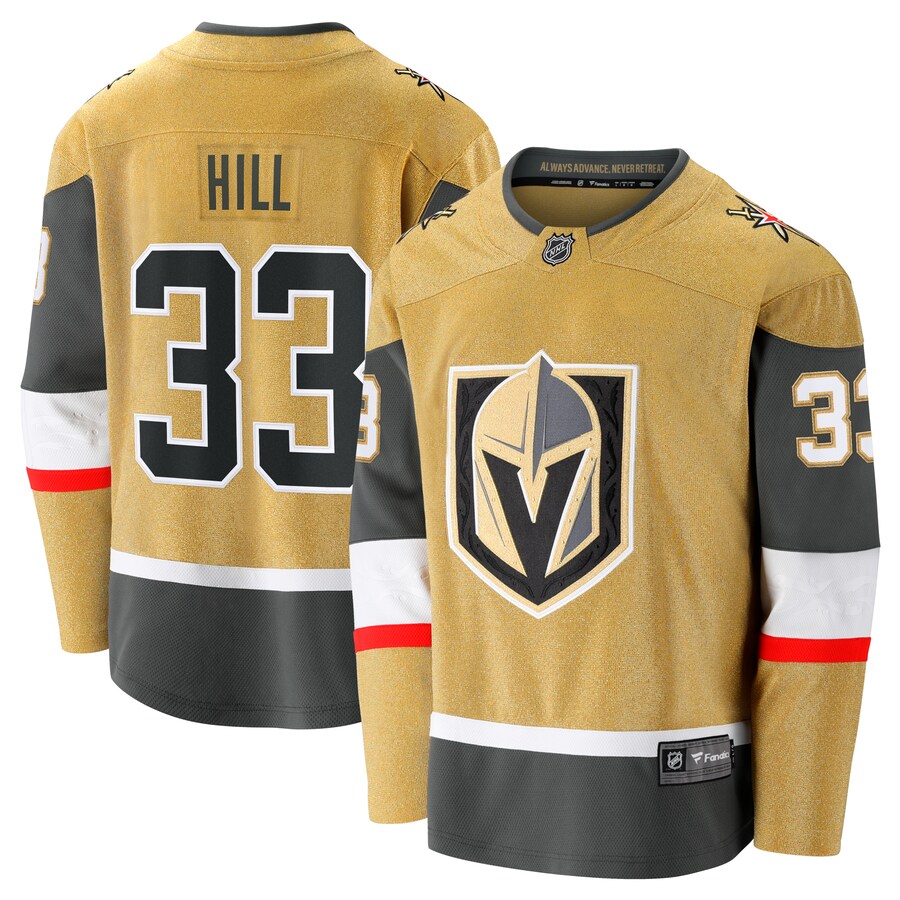 Men's Vegas Golden Knights Adin Hill Fanatics Branded Gold Home Breakaway Jersey - ujerseystore