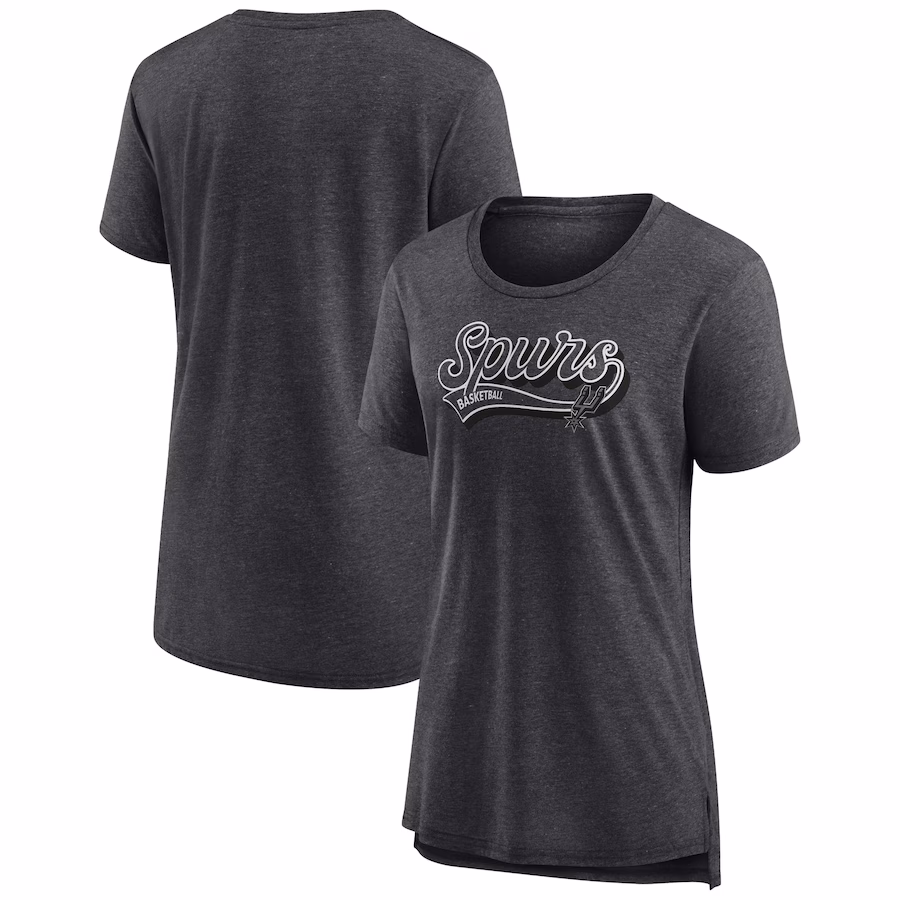 Women's San Antonio Spurs Fanatics Heather Charcoal League Leader Tri-Blend T-Shirt - ujerseystore