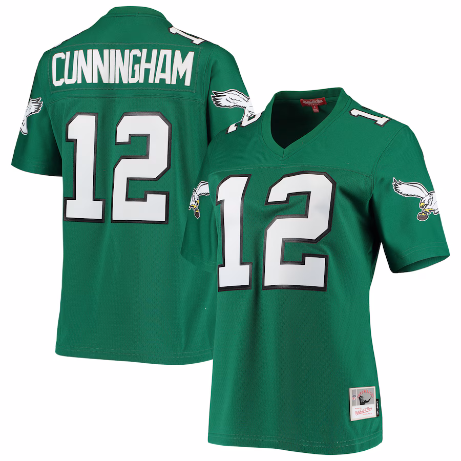 Women's Philadelphia Eagles Randall Cunningham Mitchell & Ness Kelly Green 1990 Legacy Replica Jersey - ujerseystore