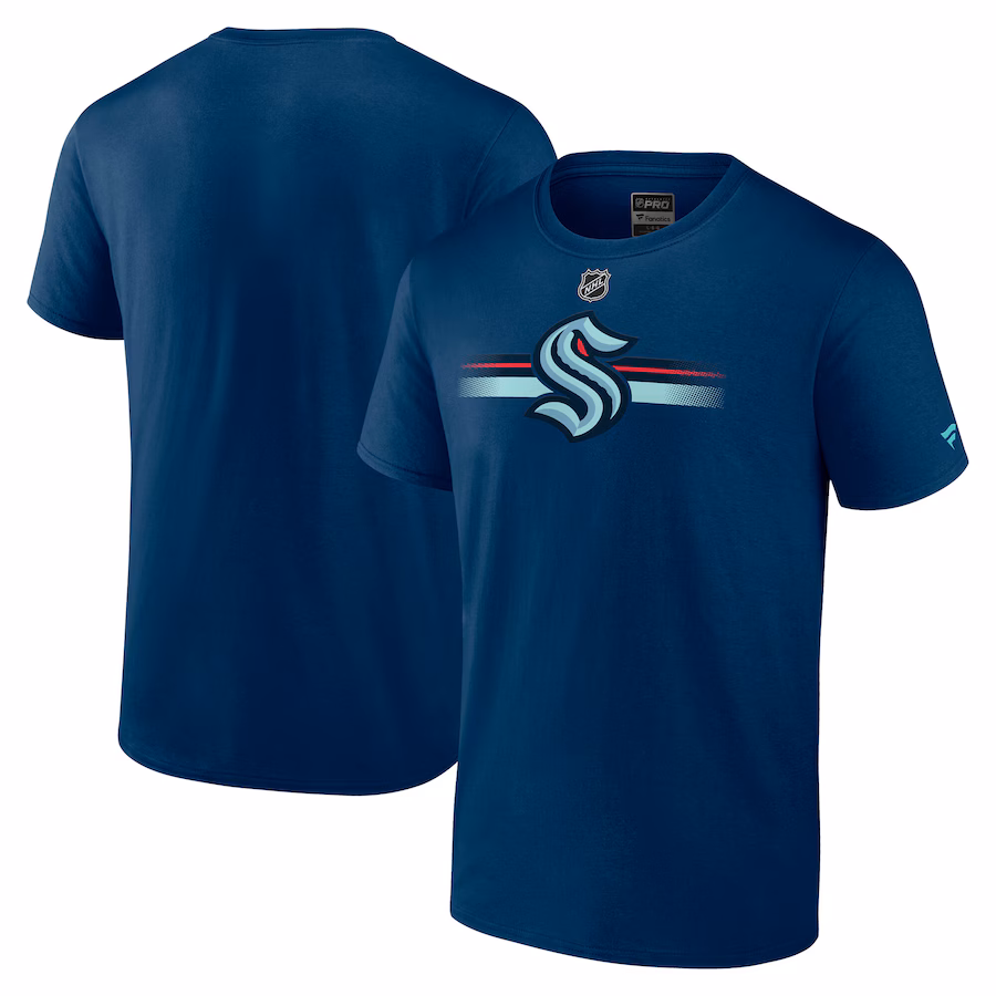 Men's Seattle Kraken Fanatics Deep Sea Blue Authentic Pro Secondary T-Shirt - ujerseystore