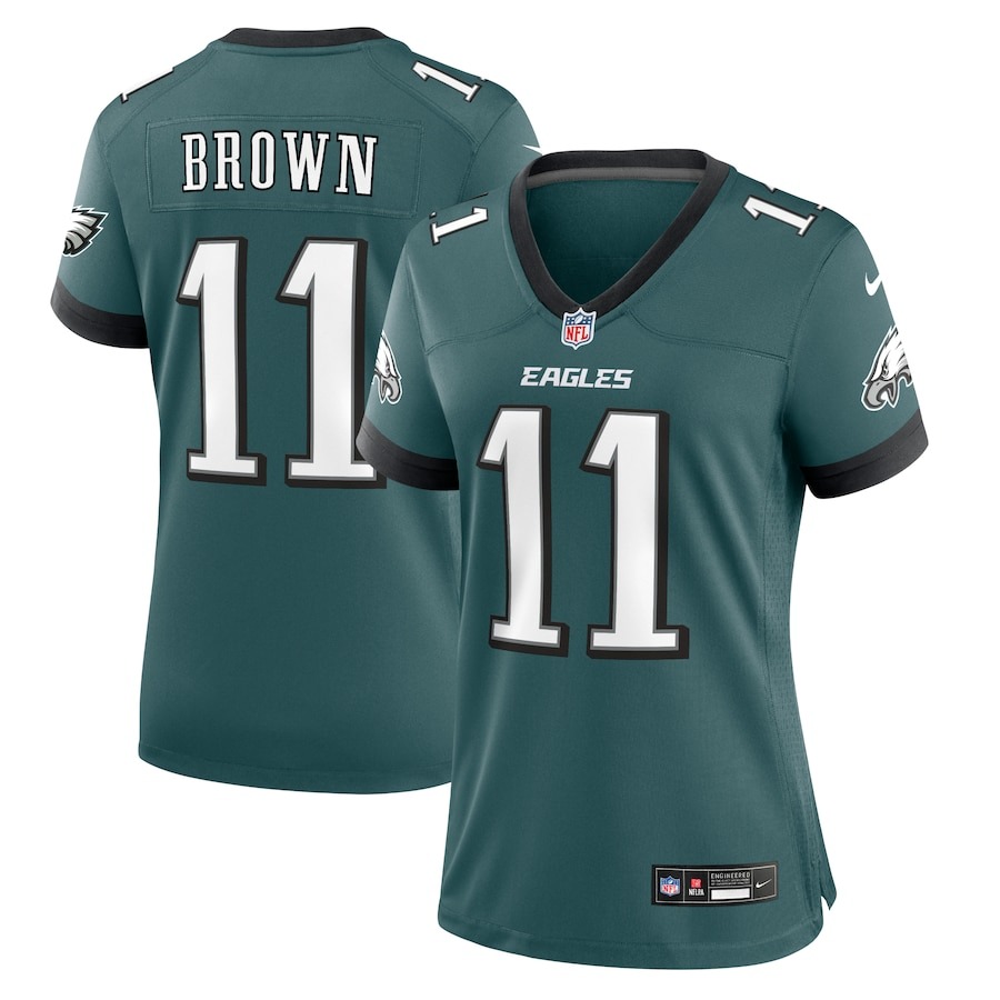 Women's Philadelphia Eagles A.J. Brown Nike Midnight Green Team Game Jersey - ujerseystore