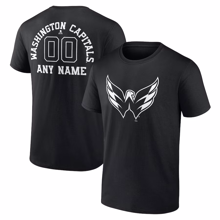 Men's Washington Capitals Black Personalized Name & Number Monochrome T-Shirt - ujerseystore