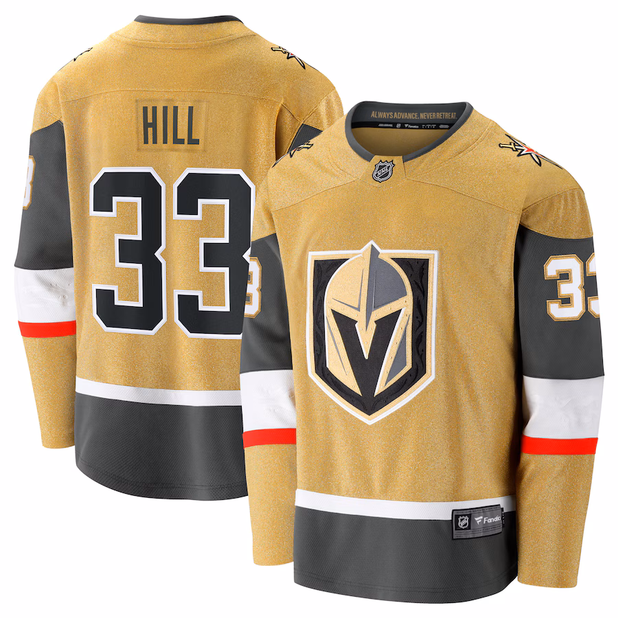 Men's Vegas Golden Knights Adin Hill Fanatics Gold Home Breakaway Jersey - ujerseystore