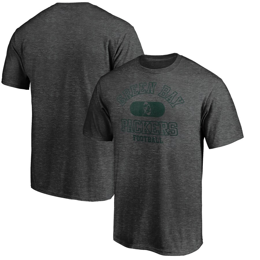 Men's Green Bay Packers Heather Charcoal Varsity Issued Throwback T-Shirt - ujerseystore