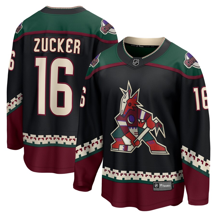 Men's Arizona Coyotes Jason Zucker Fanatics Branded Black Home Breakaway Jersey - ujerseystore