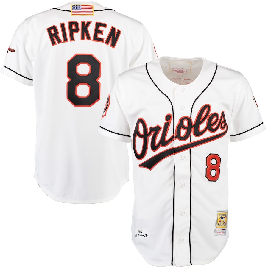 Men's Baltimore Orioles Cal Ripken Mitchell & Ness White Home Authentic Jersey - ujerseystore