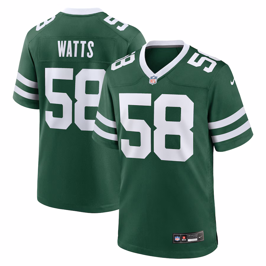 Men's New York Jets Eric Watts Nike Legacy Green Team Game Jersey - ujerseystore