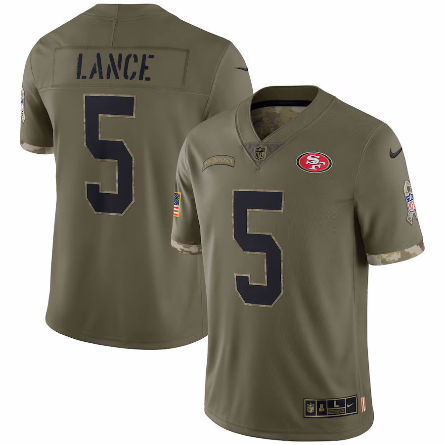 Men's San Francisco 49ers Trey Lance Nike Olive Salute To Service Limited Jersey - ujerseystore