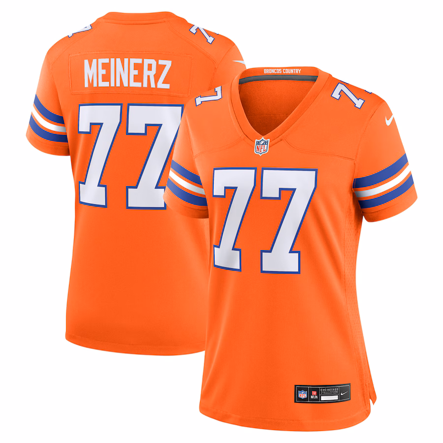Women's Denver Broncos Quinn Meinerz Nike Orange Mile High Collection 1977 Throwback Player Game Jersey - ujerseystore