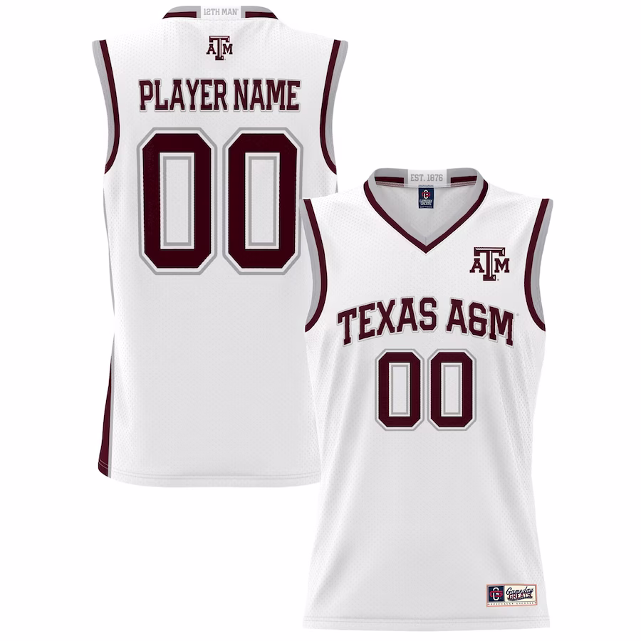 Texas A&M Aggies GameDay Greats Unisex NIL Pick-A-Player Lightweight Basketball Jersey - White - ujerseystore
