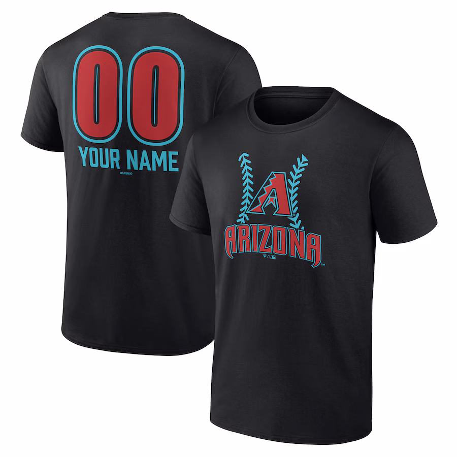 Men's Arizona Diamondbacks Black Personalized Name & Number Fastball T-Shirt - ujerseystore