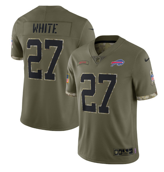 Men's Buffalo Bills #27 Tre'Davious White 2022 Olive Salute To Service Limited Stitched Jersey - ujerseystore