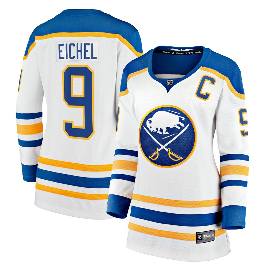 Women's Buffalo Sabres Jack Eichel Fanatics Branded White Away Premier Breakaway Player Jersey - ujerseystore