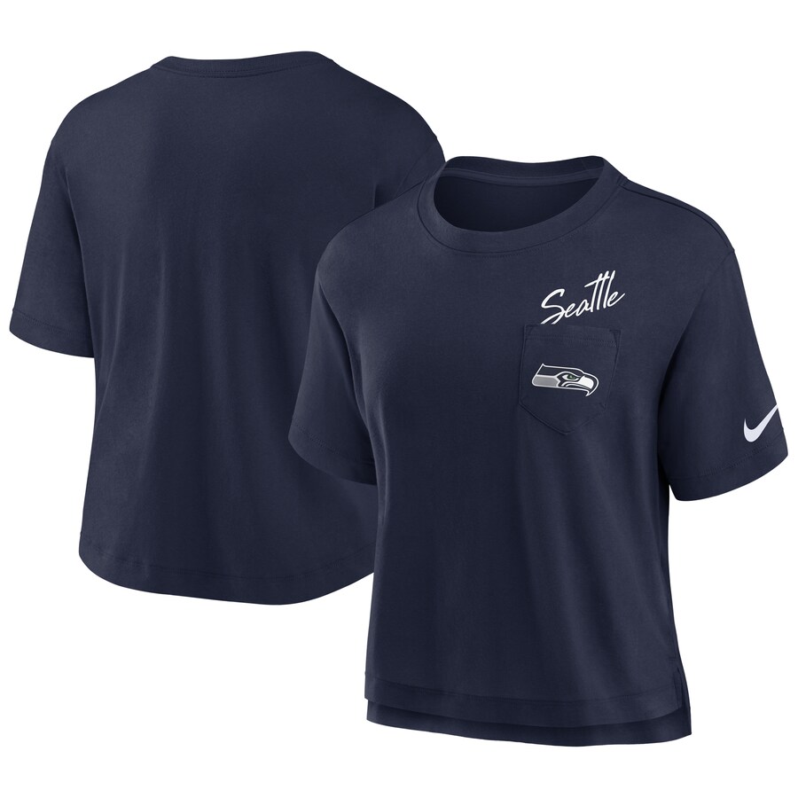 Women's Seattle Seahawks  Nike College Navy Performance Pocket T-Shirt - ujerseystore