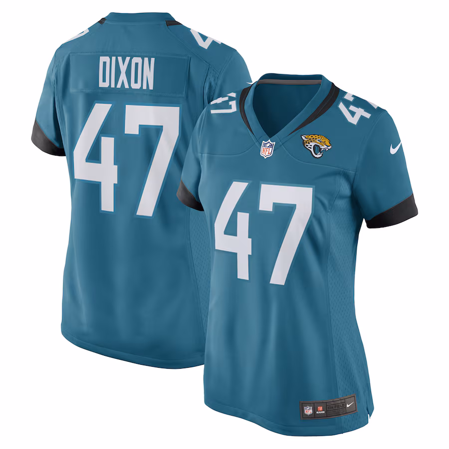 Women's De'Shaan Dixon Jacksonville Jaguars Nike Teal Game Player Jersey - ujerseystore