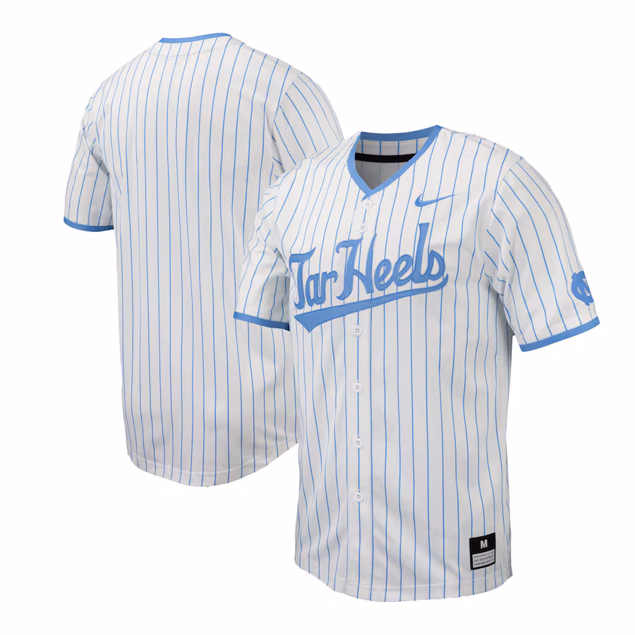 North Carolina Tar Heels Nike Pinstripe Replica Baseball Jersey - White - ujerseystore