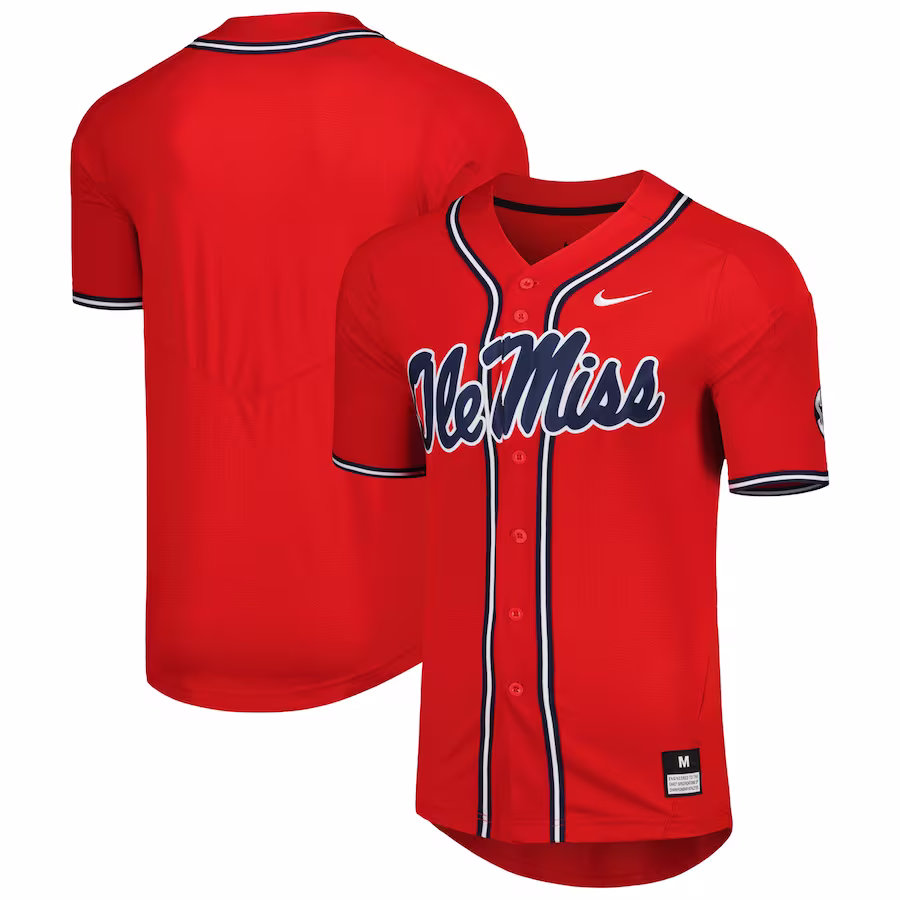 Ole Miss Rebels Nike Full-Button Replica Baseball Jersey - Red - ujerseystore