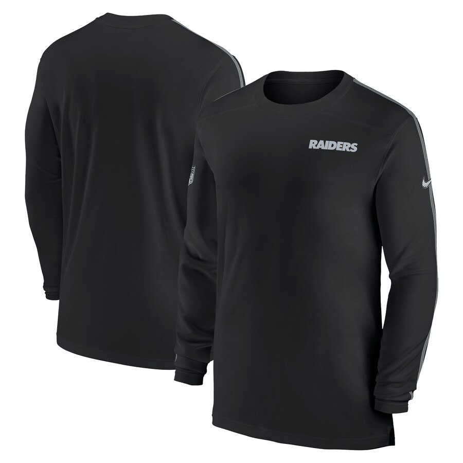 Men's Las Vegas Raiders Nike Black Sideline Coach UV Performance Long Sleeve T-Shirt - ujerseystore