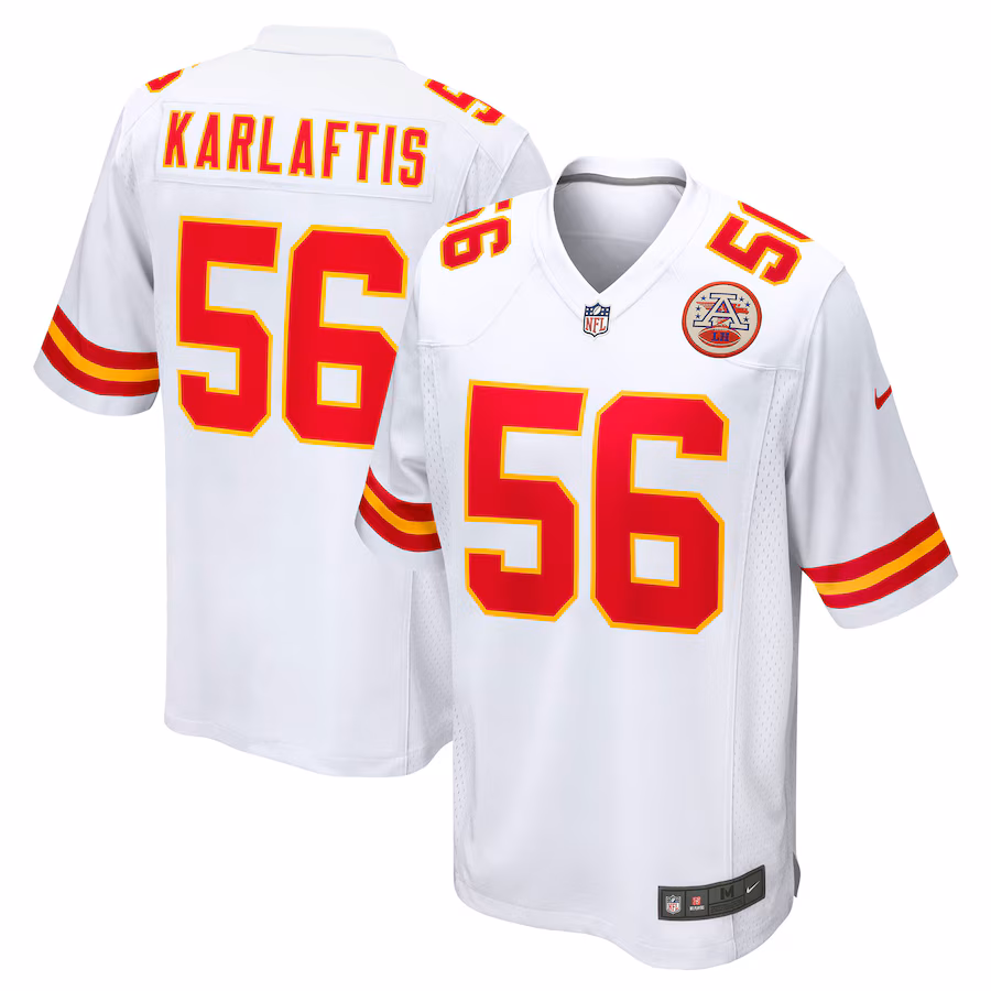Men's Kansas City Chiefs George Karlaftis Nike White Away Game Player Jersey - ujerseystore