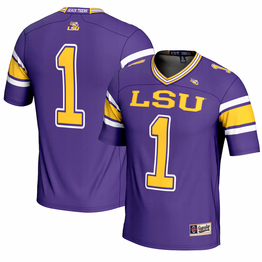 Youth GameDay Greats #1 Purple LSU Tigers Endzone Football Jersey - ujerseystore
