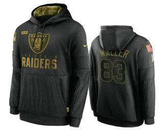 Men's Las Vegas Raiders #83 Darren Waller Black 2020 Salute To Service Sideline Performance Pullover Hoodie - ujerseystore