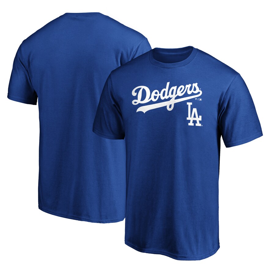 Men's Los Angeles Dodgers Royal Team Lock Up Wordmark T-Shirt - ujerseystore