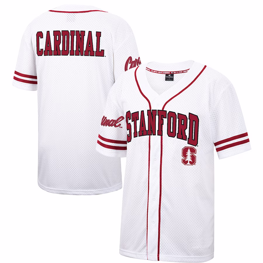Stanford Cardinal Colosseum Free Spirited Mesh Button-Up Baseball Jersey - White - ujerseystore