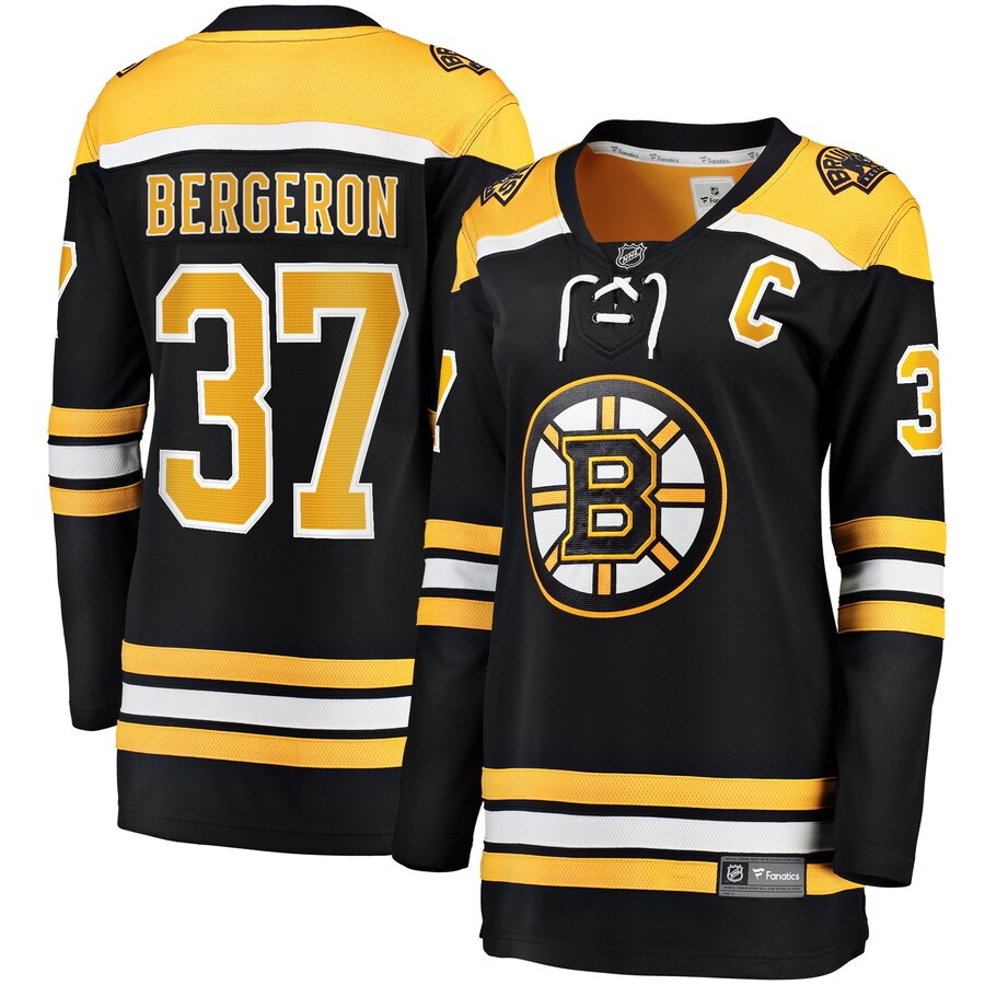 Women's Boston Bruins Patrice Bergeron Fanatics Branded Black Captain Patch Home Breakaway Jersey - ujerseystore