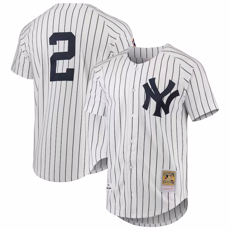 Men's New York Yankees Derek Jeter Mitchell & Ness White 1997 Cooperstown Collection Authentic Jersey - ujerseystore