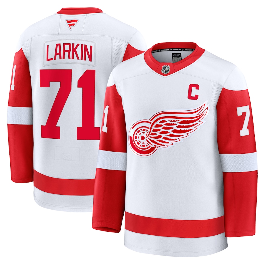 Men's Detroit Red Wings Dylan Larkin Fanatics White Away Premium Jersey - ujerseystore