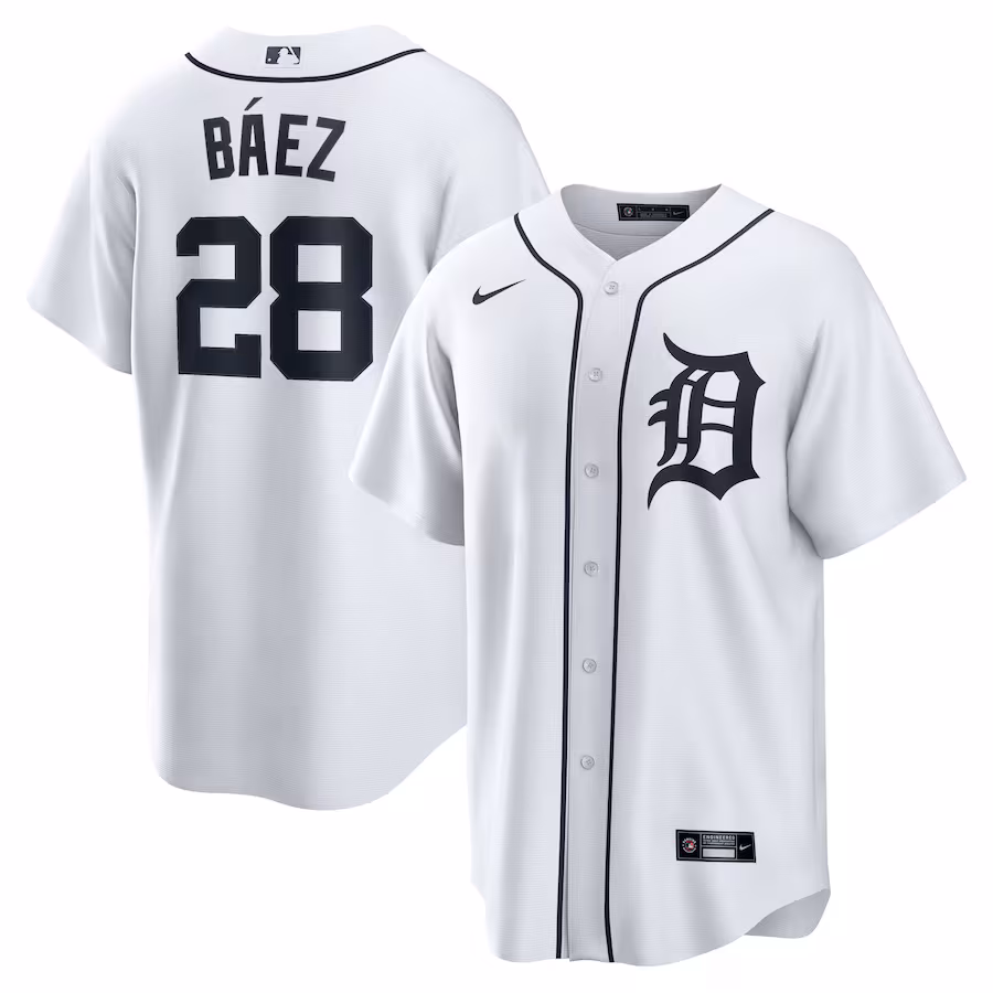 Men's Detroit Tigers Javier Baez Nike White Home Replica Player Jersey - ujerseystore