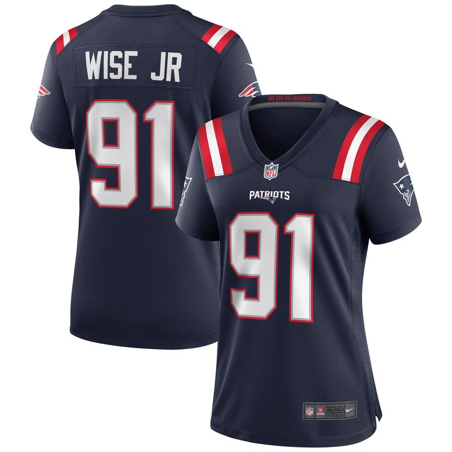 Women's New England Patriots Deatrich Wise Jr. Nike Navy Game Jersey - ujerseystore