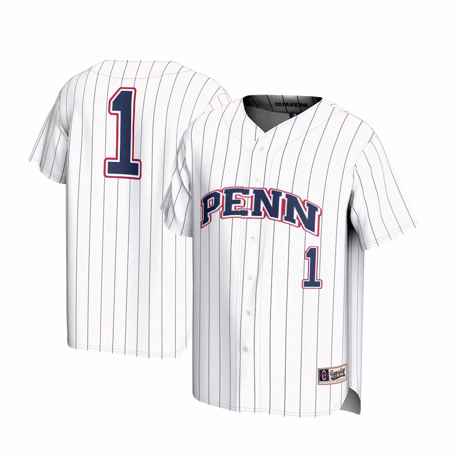 #1 Pennsylvania Quakers GameDay Greats Lightweight Baseball Jersey - White - ujerseystore