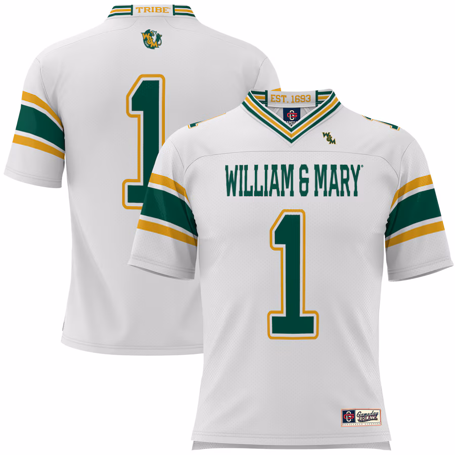 Youth GameDay Greats #1 White William & Mary Tribe Football Jersey - ujerseystore