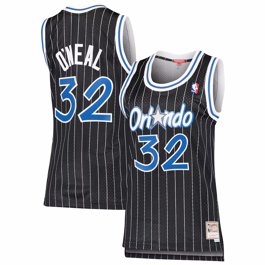 Women's Orlando Magic Shaquille O'Neal Mitchell & Ness Black 1995/96 Hardwood Classics Swingman Jersey - ujerseystore