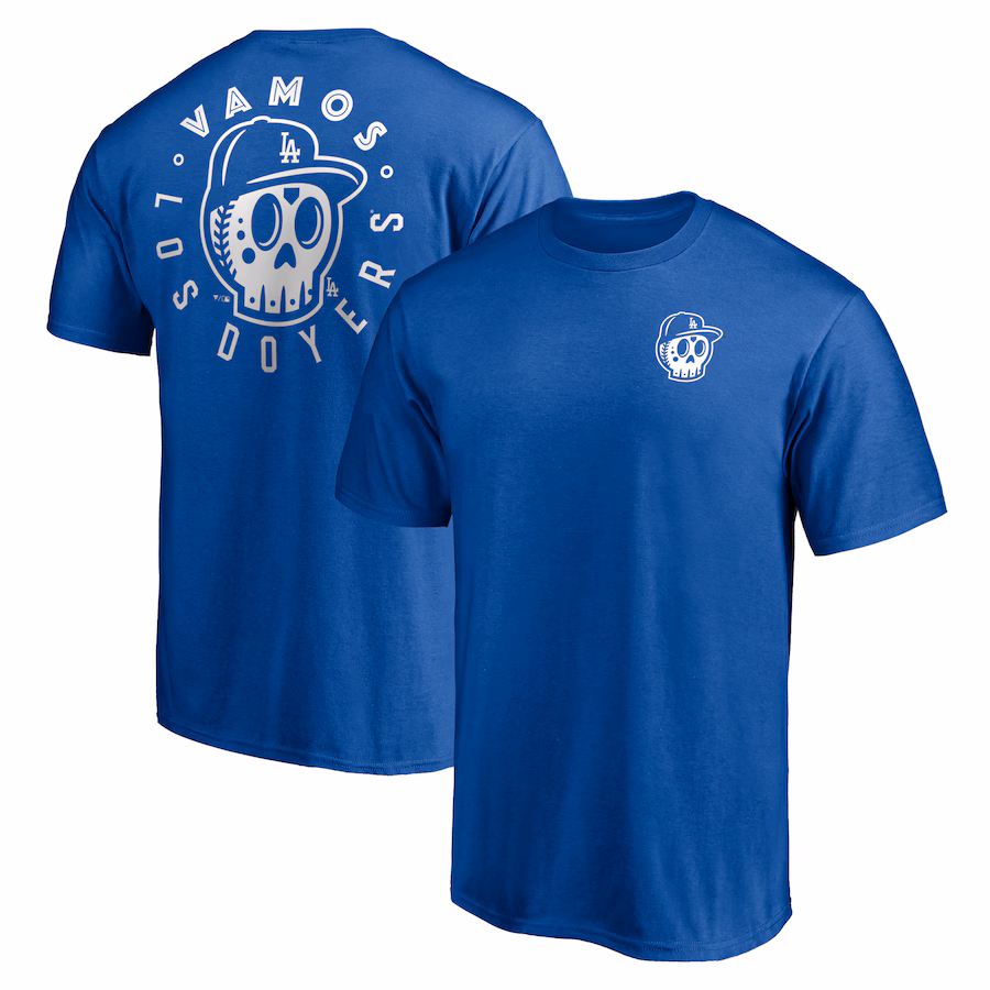 Men's Los Angeles Dodgers Royal Hometown Collection Sugar Skull Los Doyers T-Shirt - ujerseystore