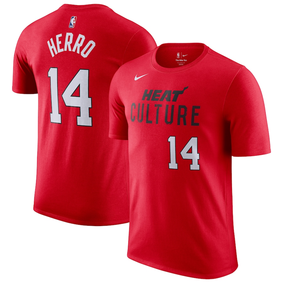 Men's Miami Heat Tyler Herro Nike Red 2024/25 City Edition Name & Number T-Shirt - ujerseystore