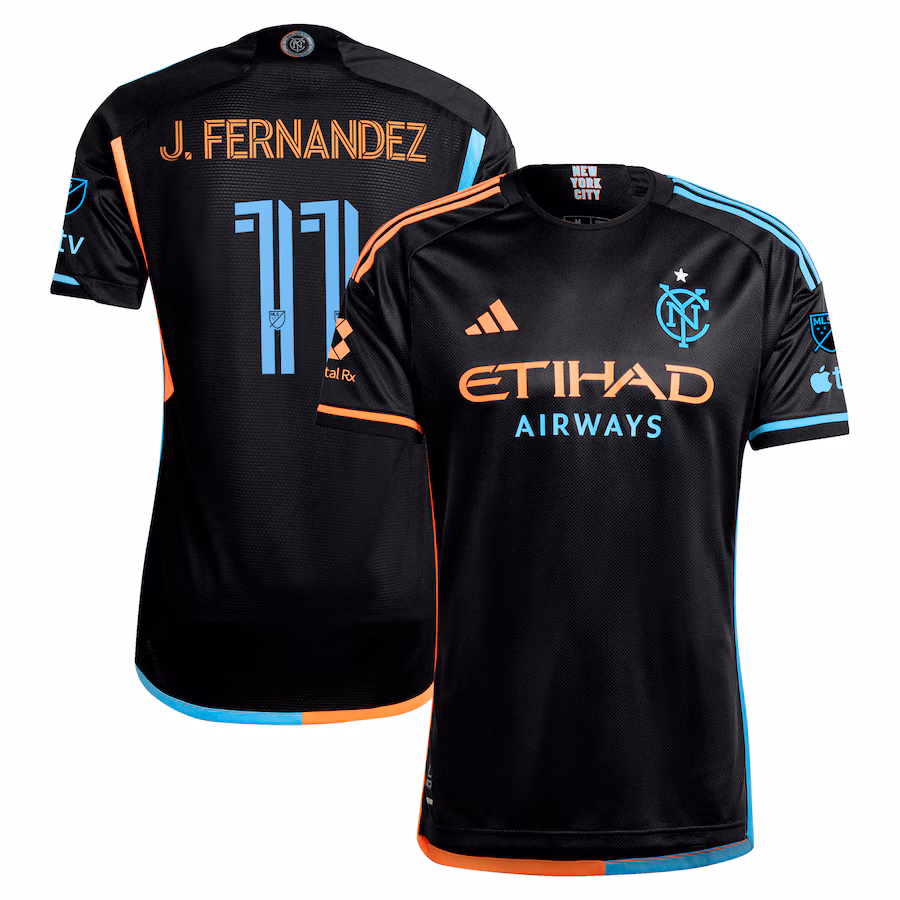 Men's New York City FC Julian Fernandez adidas Black 2024 24/7 Kit Authentic Player Jersey - ujerseystore