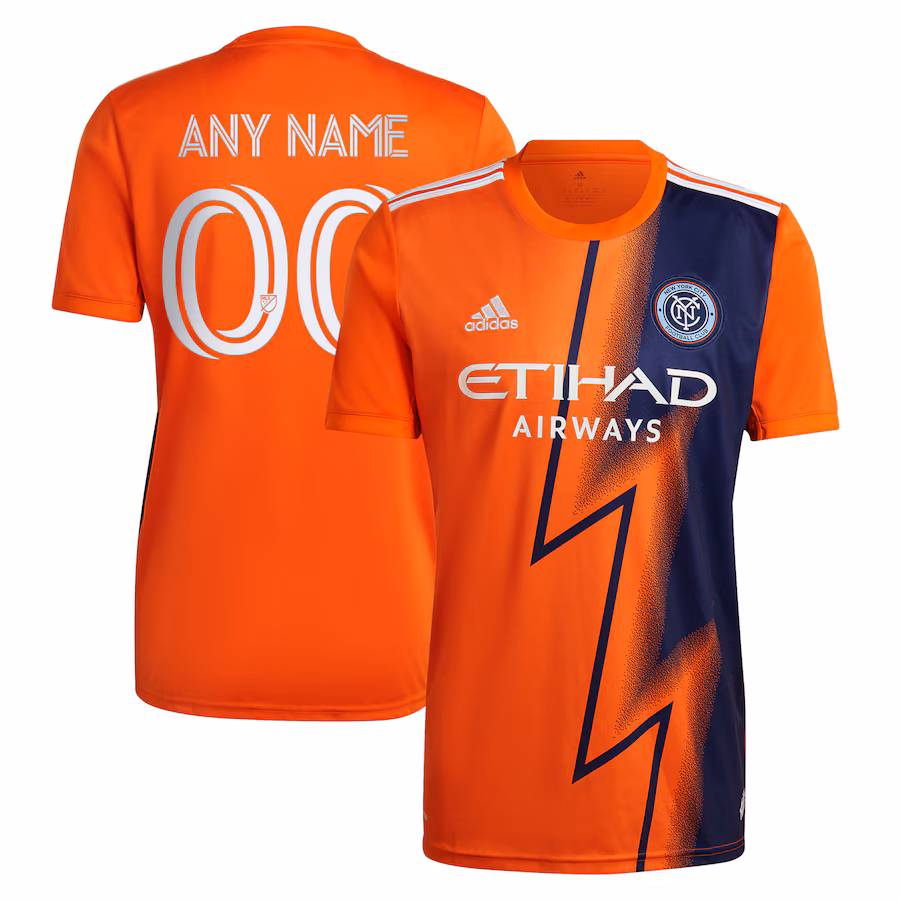 Men's New York City FC adidas Orange 2022 The Volt Kit Replica Custom Jersey - ujerseystore