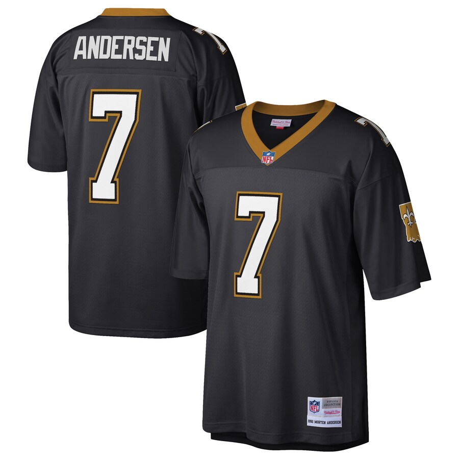 Men's New Orleans Saints Morten Andersen Mitchell & Ness Black Retired Player Legacy Replica Jersey - ujerseystore