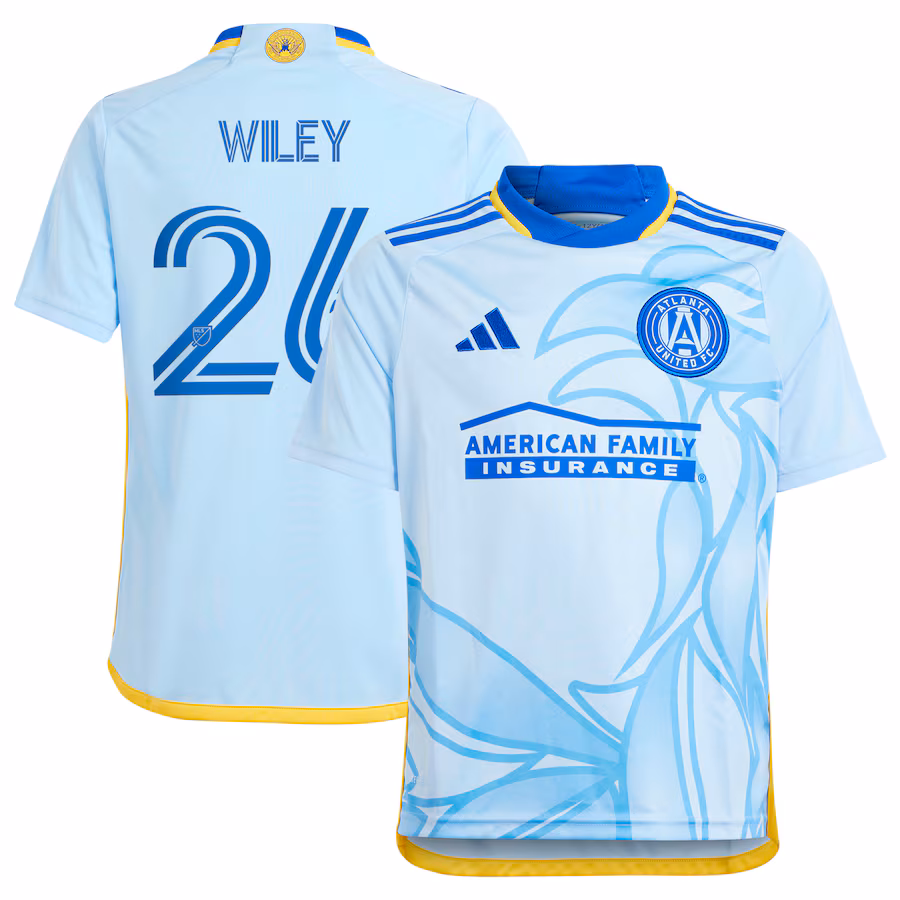 Youth Atlanta United FC Caleb Wiley adidas Light Blue 2024 The Resurgens Kit Replica Player Jersey - ujerseystore