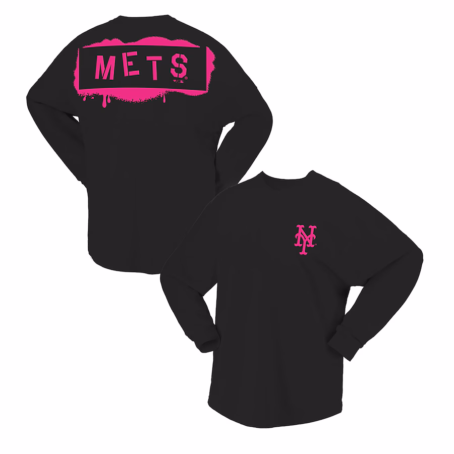 Women's New York Mets Fanatics Black Neon Jersey Long Sleeve T-Shirt - ujerseystore