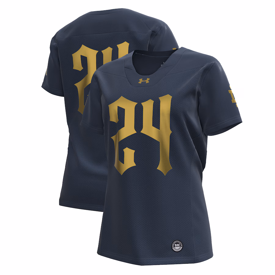 Notre Dame Fighting Irish Under Armour Women's 2024 Shamrock Series Replica Jersey - Navy - ujerseystore