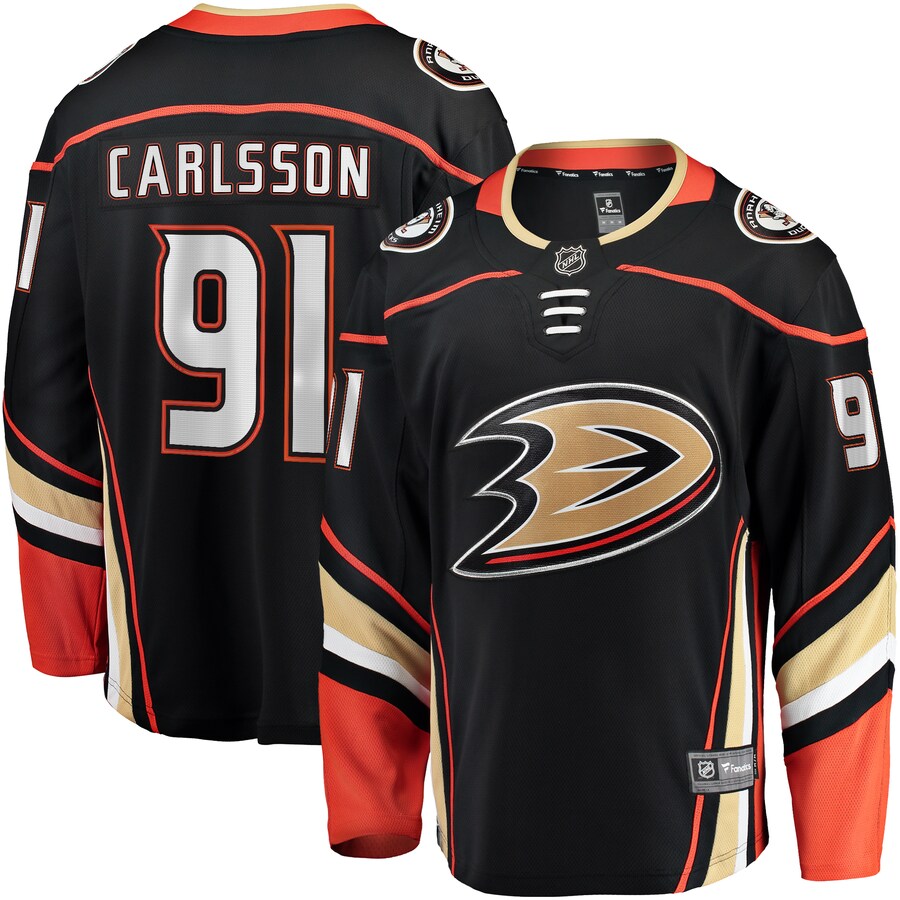 Men's Anaheim Ducks Leo Carlsson Fanatics Branded Black Home Breakaway Player Jersey - ujerseystore