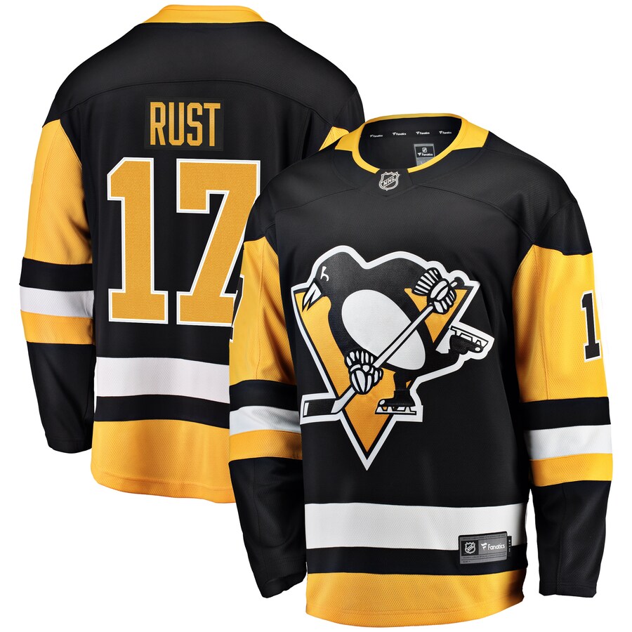 Men's Pittsburgh Penguins Bryan Rust Fanatics Branded Black Home Breakaway Player Jersey - ujerseystore