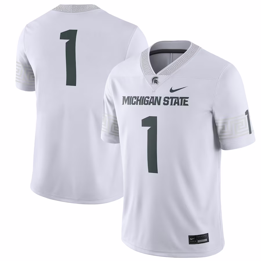 #1 Michigan State Spartans Nike Football Game Jersey - White - ujerseystore