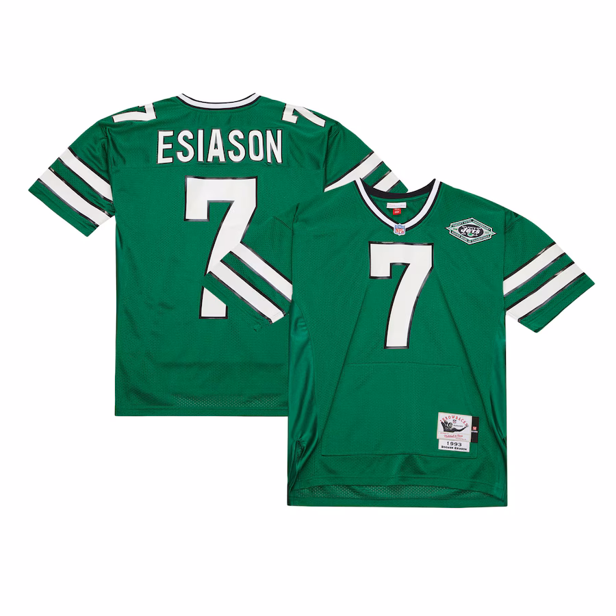 Men's New York Jets Boomer Esiason Mitchell & Ness Kelly Green 1993 Authentic Throwback Retired Player Pocket Jersey - ujerseystore