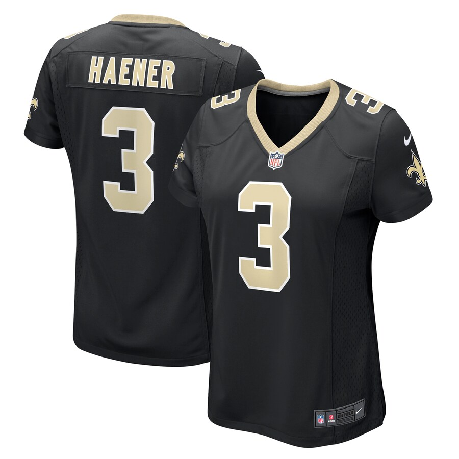 Women's New Orleans Saints Jake Haener Nike  Black Team Game Jersey - ujerseystore