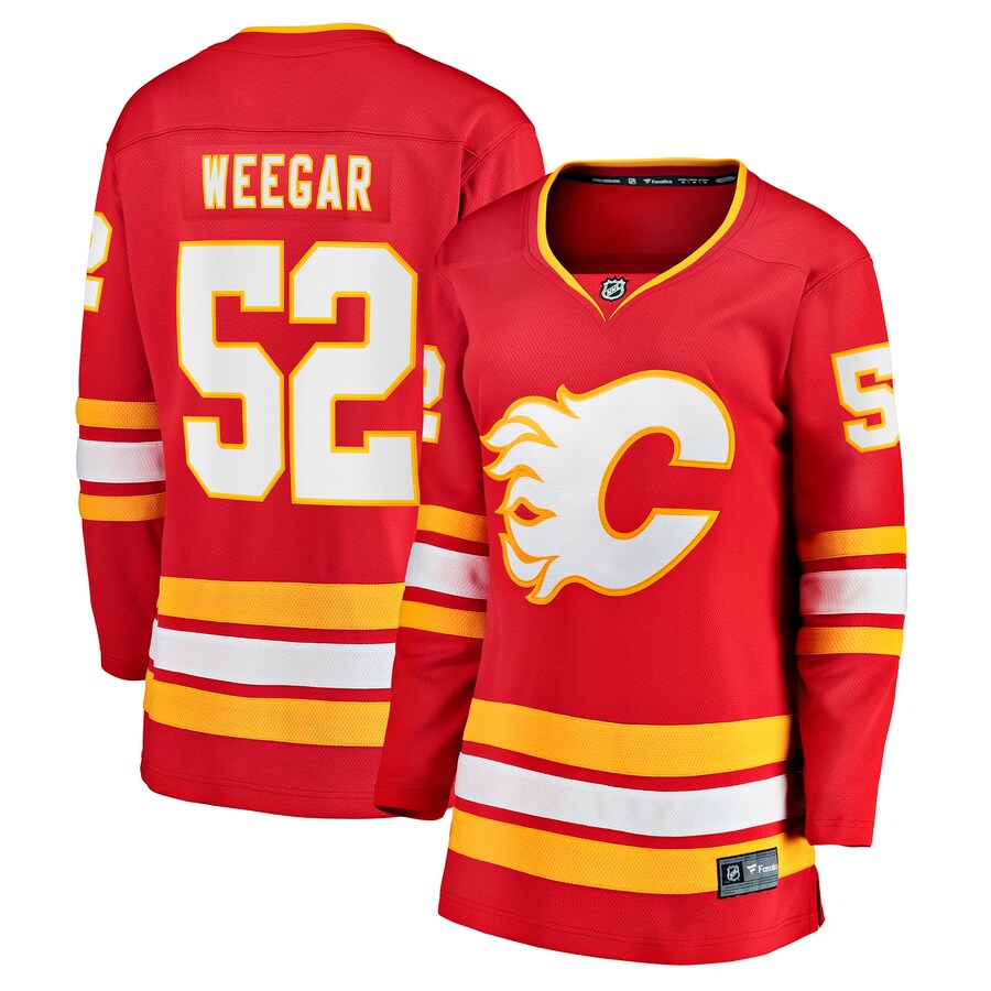Women's Calgary Flames MacKenzie Weegar Fanatics Branded Red Home Breakaway Player Jersey - ujerseystore