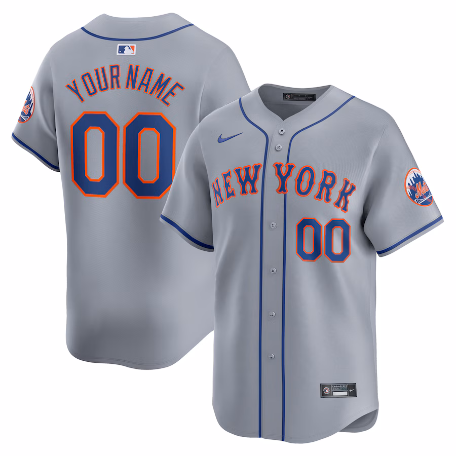 Men's New York Mets  Nike Gray Away Limited Custom Jersey - ujerseystore